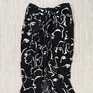 Zara Black Maxi Skirt with White Abstract Face Print